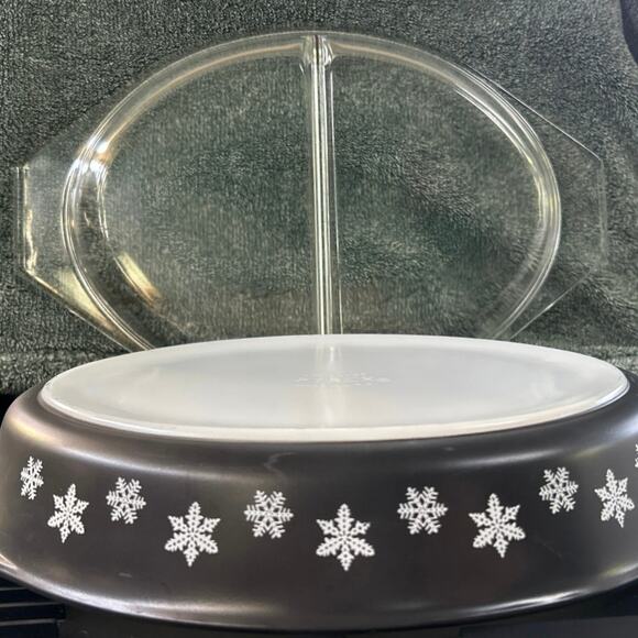 NOS Pyrex Lidded Opalware Glass Snowflake Pattern c1956 - Picture 5 of 16